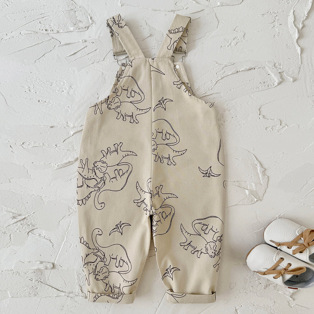 Baby Toddler Dinosaur World Embroidered Overalls