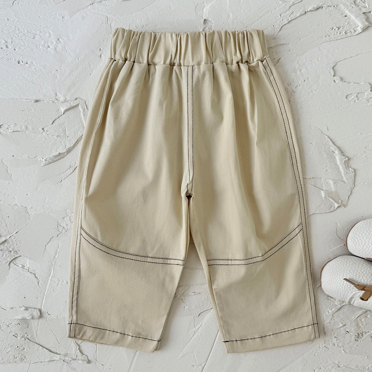 Solid Color Curved Pants for Baby Boys & Girls, Spring Autumn