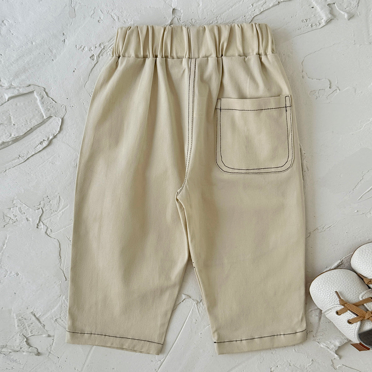 Solid Color Curved Pants for Baby Boys & Girls, Spring Autumn