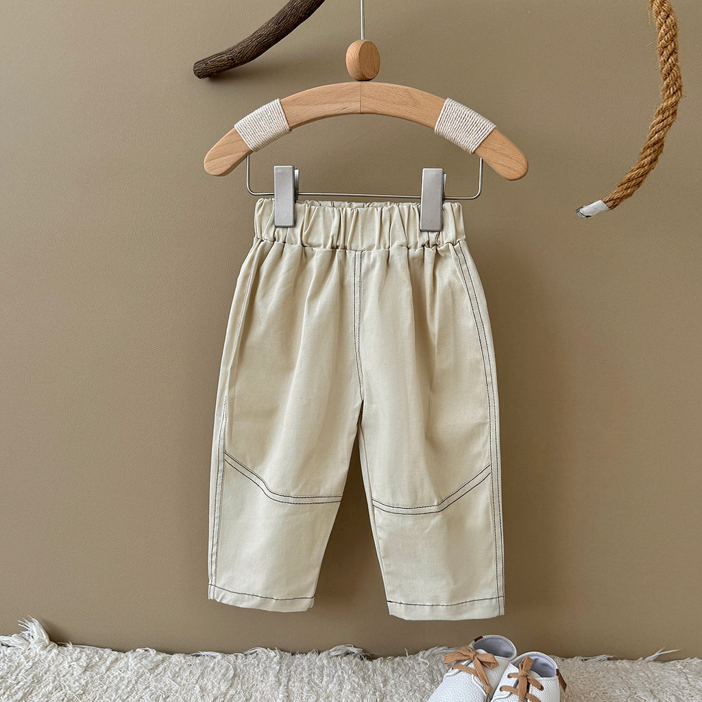 Solid Color Curved Pants for Baby Boys & Girls, Spring Autumn