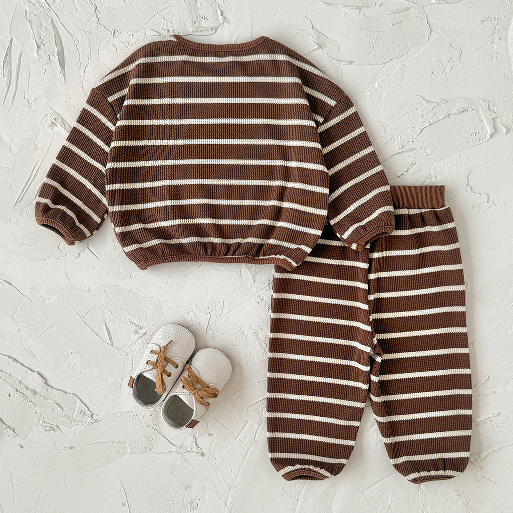 Striped Long Sleeve & Long Pants Set for Baby Boys, Spring Autumn