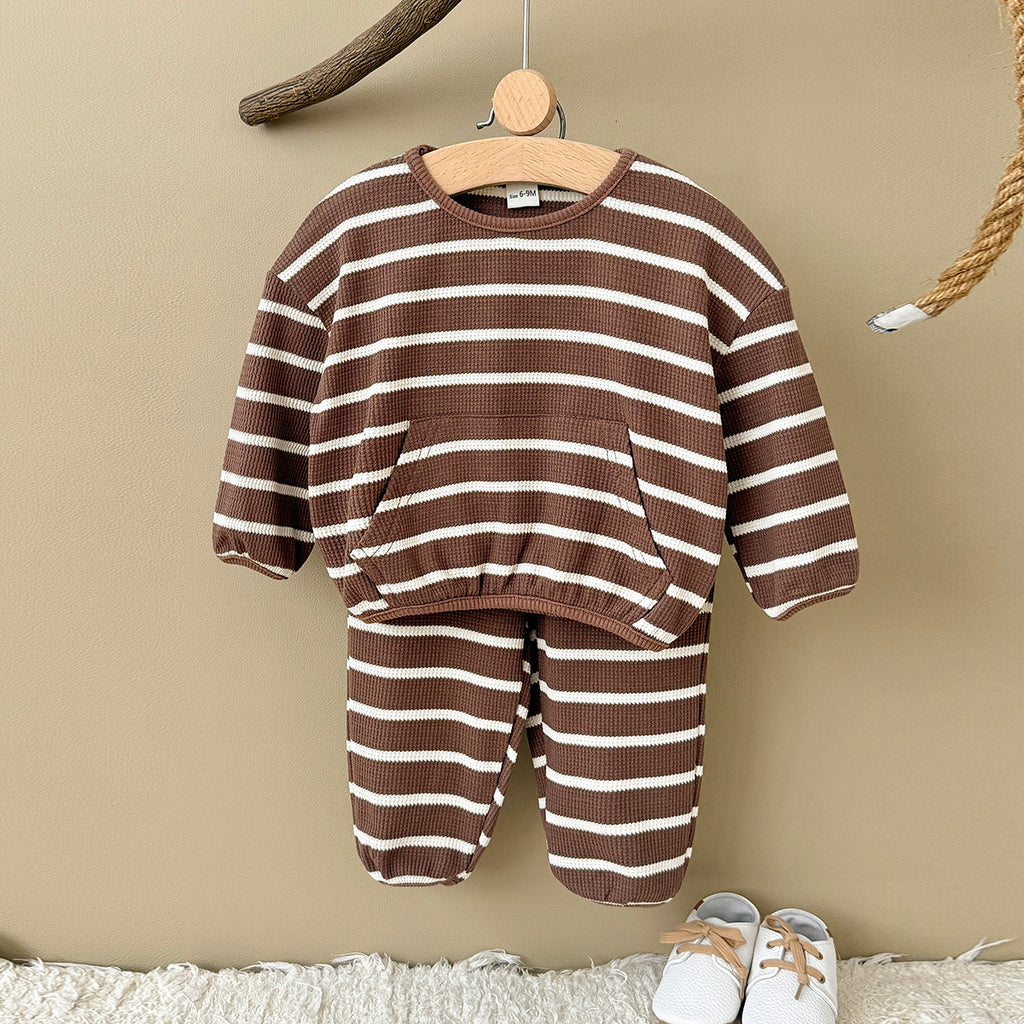 Striped Long Sleeve & Long Pants Set for Baby Boys, Spring Autumn
