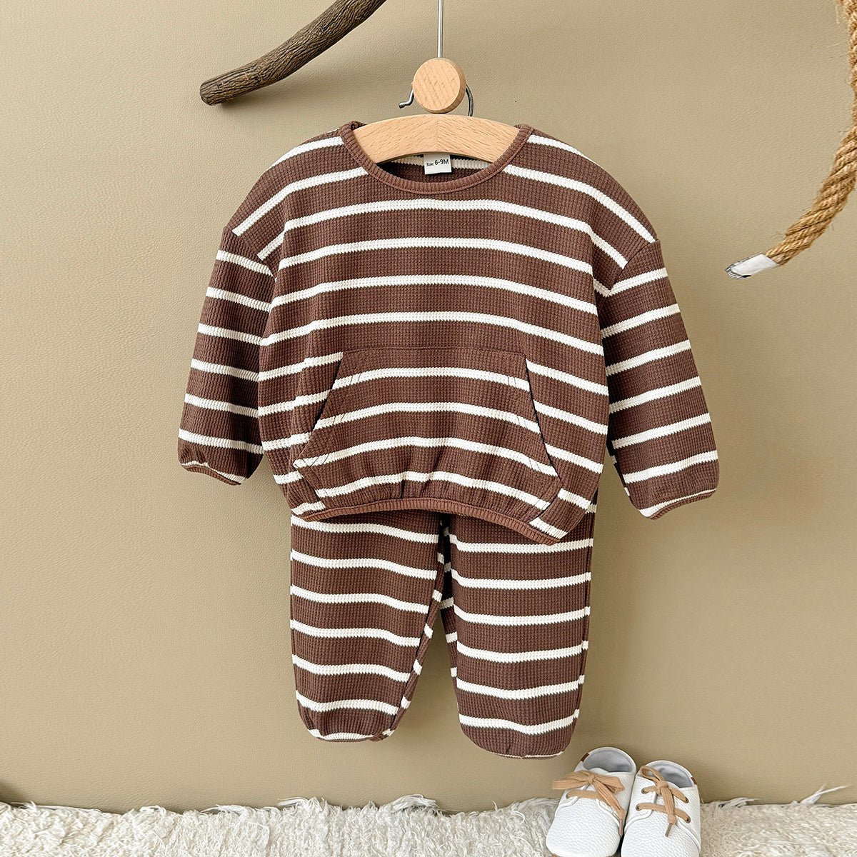 Striped Long Sleeve & Long Pants Set for Baby Boys, Spring Autumn