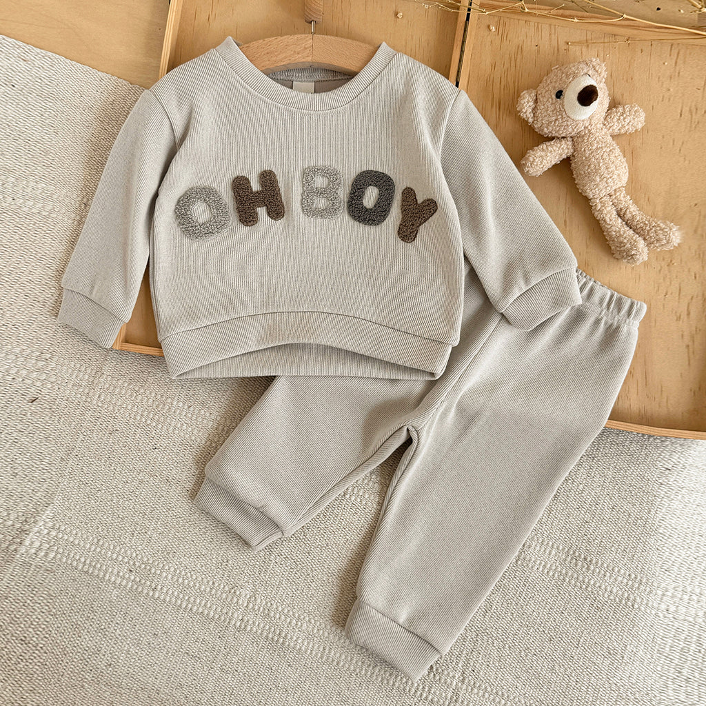 OH BOY Embroidered Set for Baby Boys, Spring Autumn