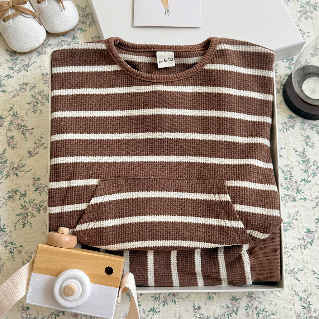 Striped Long Sleeve & Long Pants Set for Baby Boys, Spring Autumn