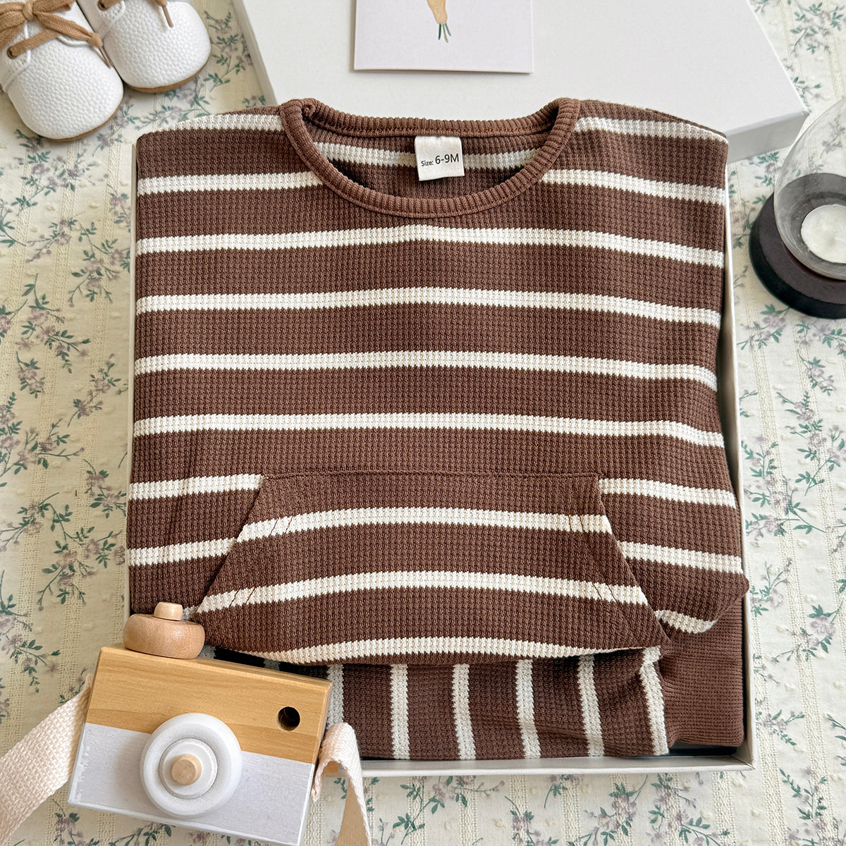 Striped Long Sleeve & Long Pants Set for Baby Boys, Spring Autumn