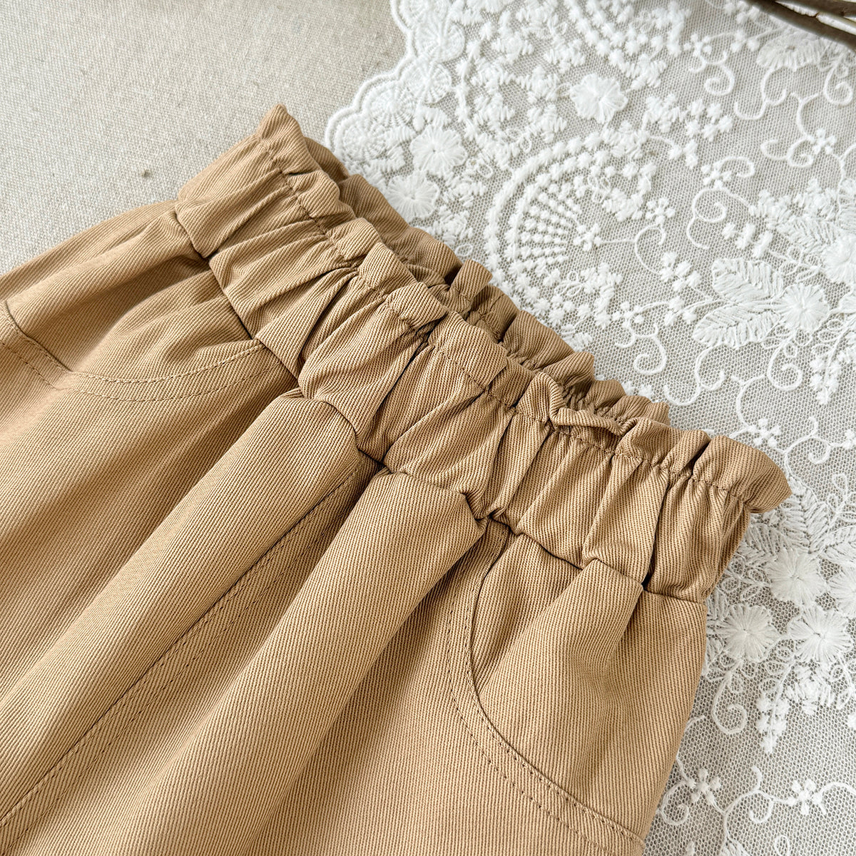 Embroidered Pants with Ruffle Hem for Baby Girls, Spring Autumn