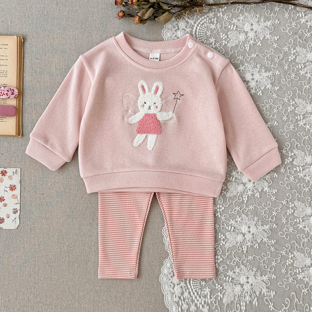 Bunny Towel Embroidery Set for Baby Girls, Spring Autumn