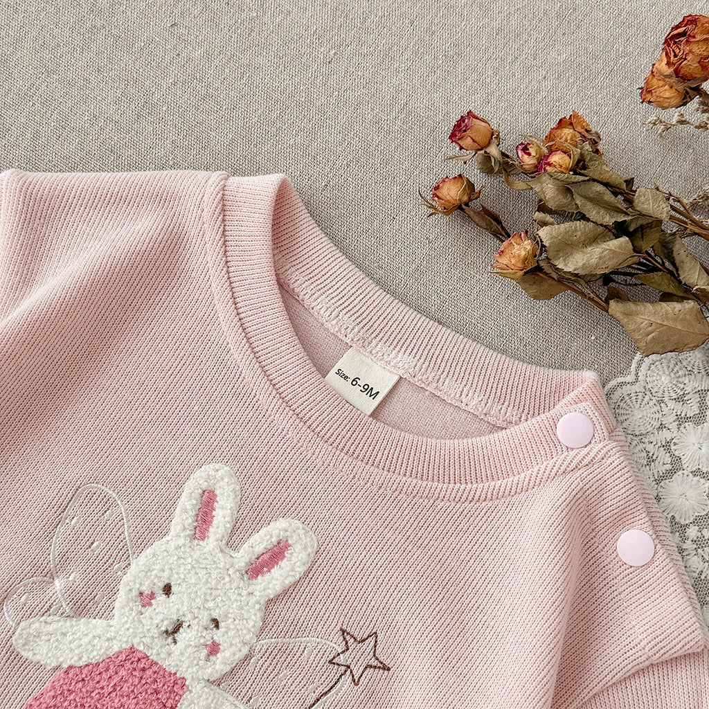 Bunny Towel Embroidery Set for Baby Girls, Spring Autumn