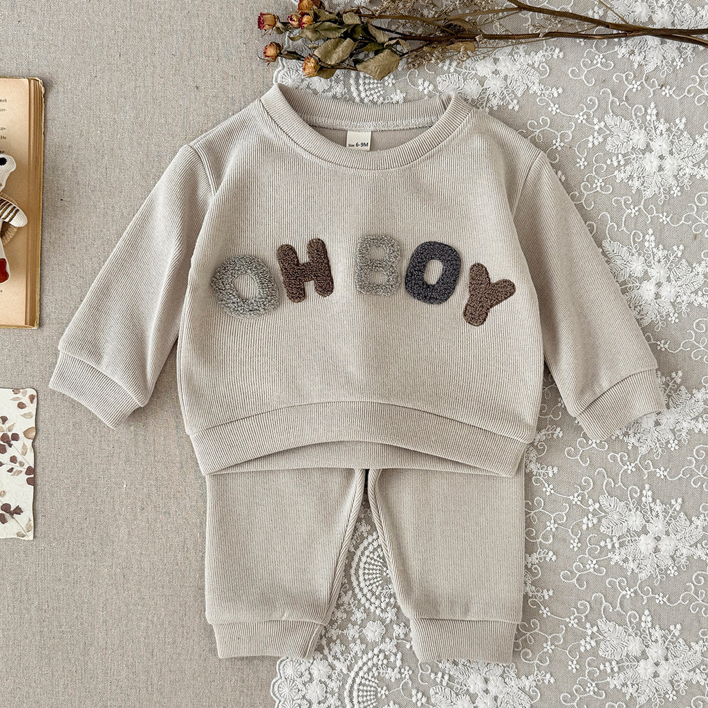 OH BOY Embroidered Set for Baby Boys, Spring Autumn