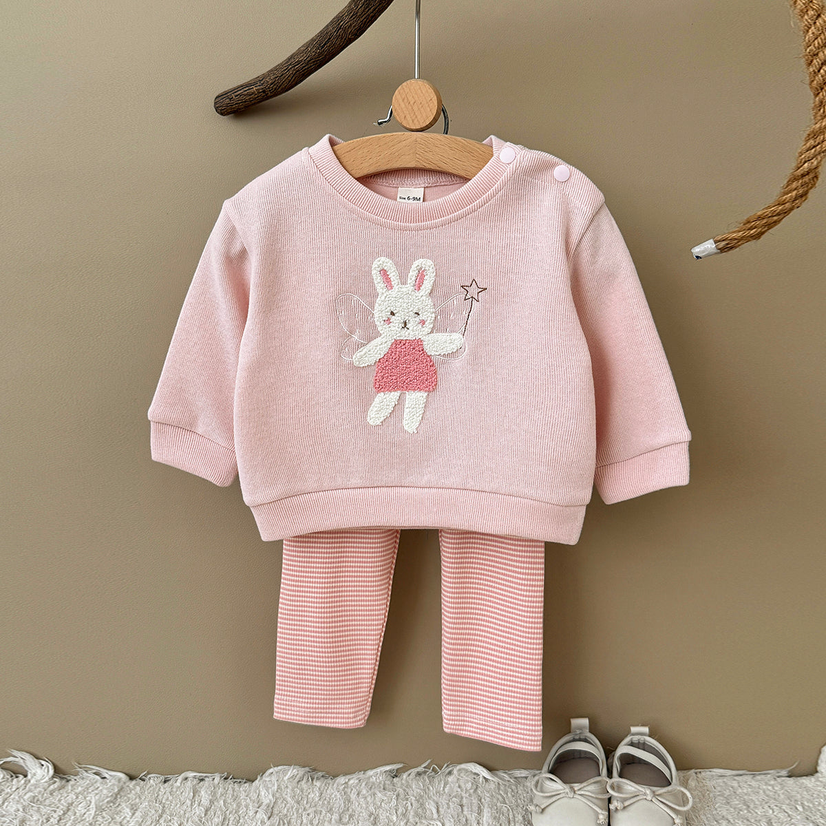 Bunny Towel Embroidery Set for Baby Girls, Spring Autumn