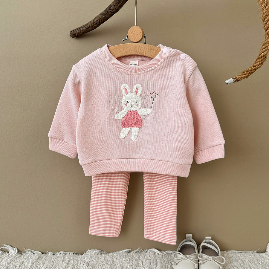 Bunny Towel Embroidery Set for Baby Girls, Spring Autumn