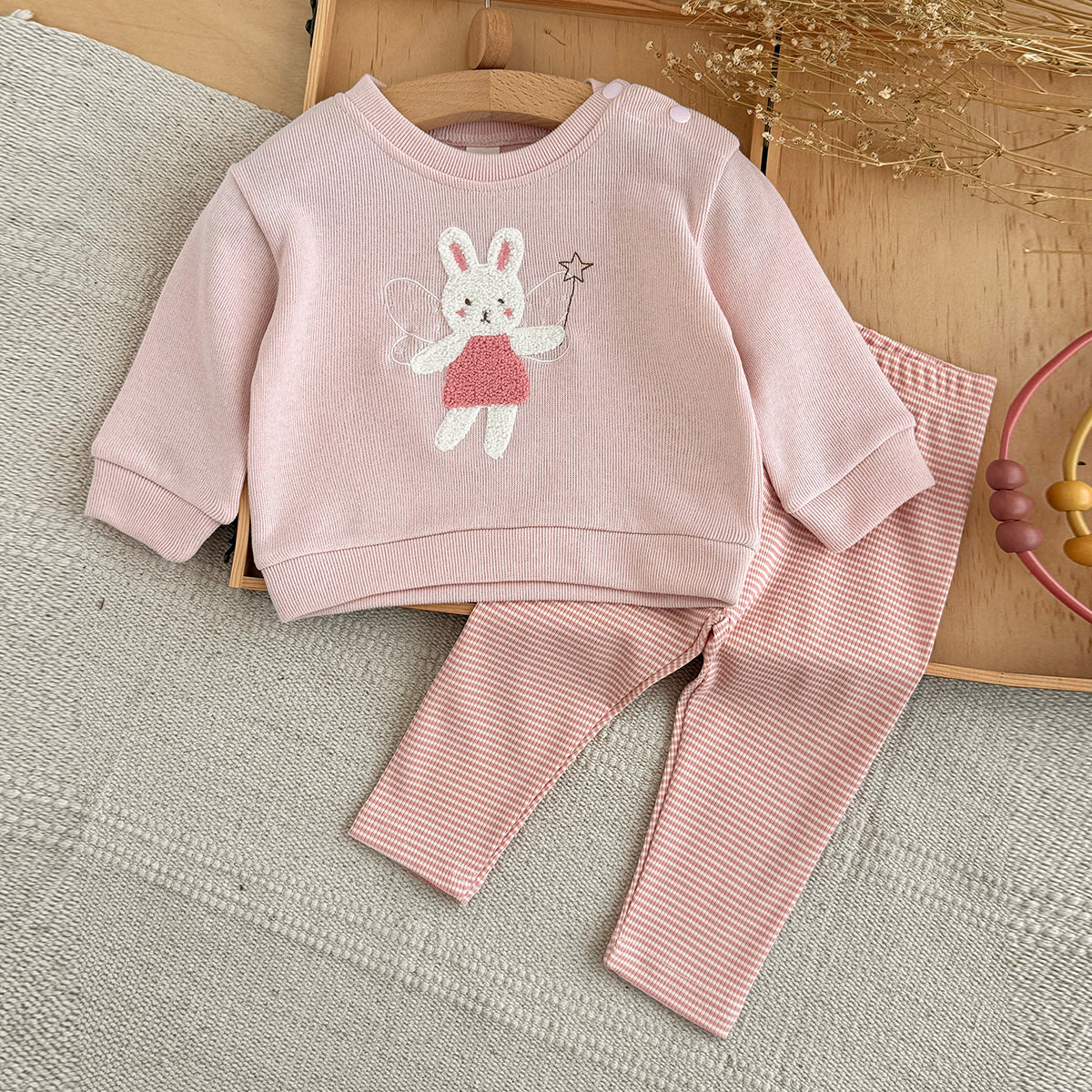 Bunny Towel Embroidery Set for Baby Girls, Spring Autumn