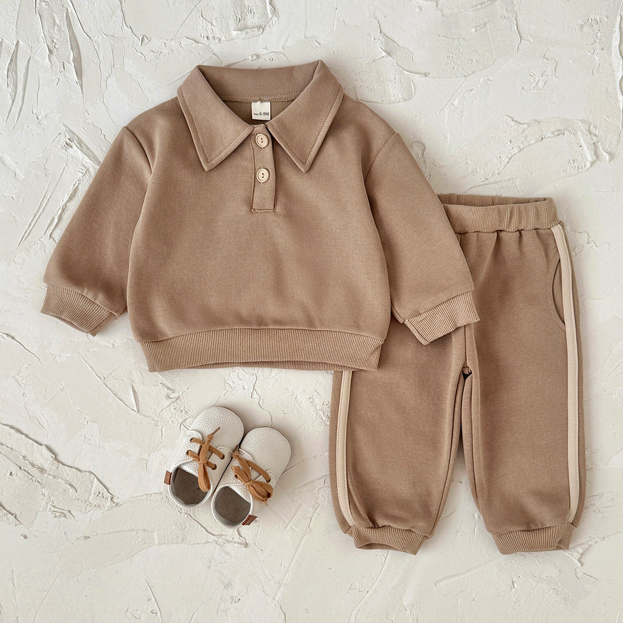 Baby Lapel Sweatshirt & Jogger Pants Set
