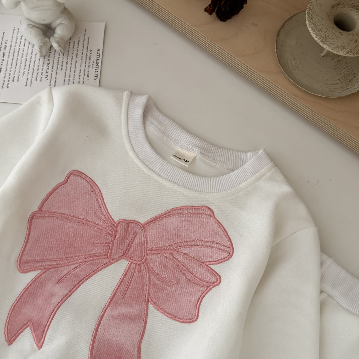 Toddler Girl Bow Embroidered Sweatshirt & Ruffle Pants 2 Piece Set
