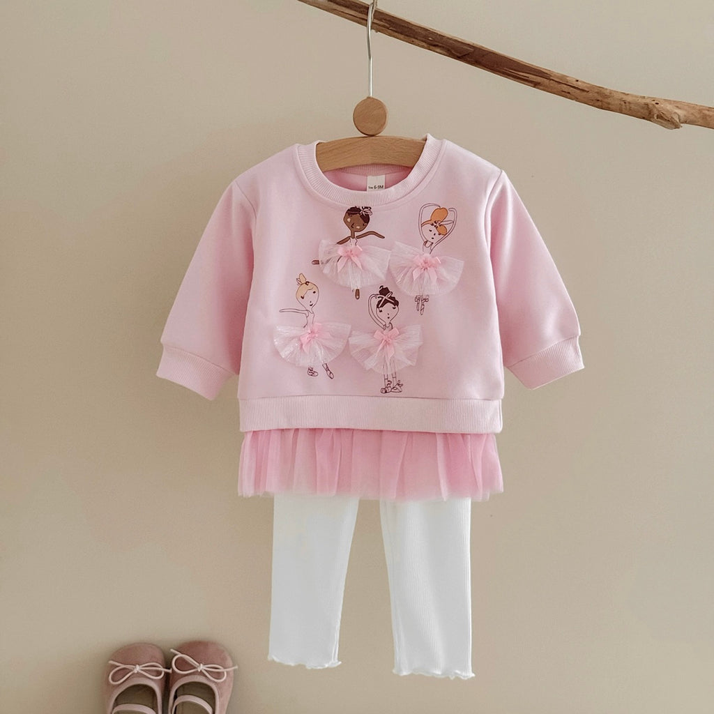 Lace Decor Dance Outfit for Little Girls, Spring Autumn