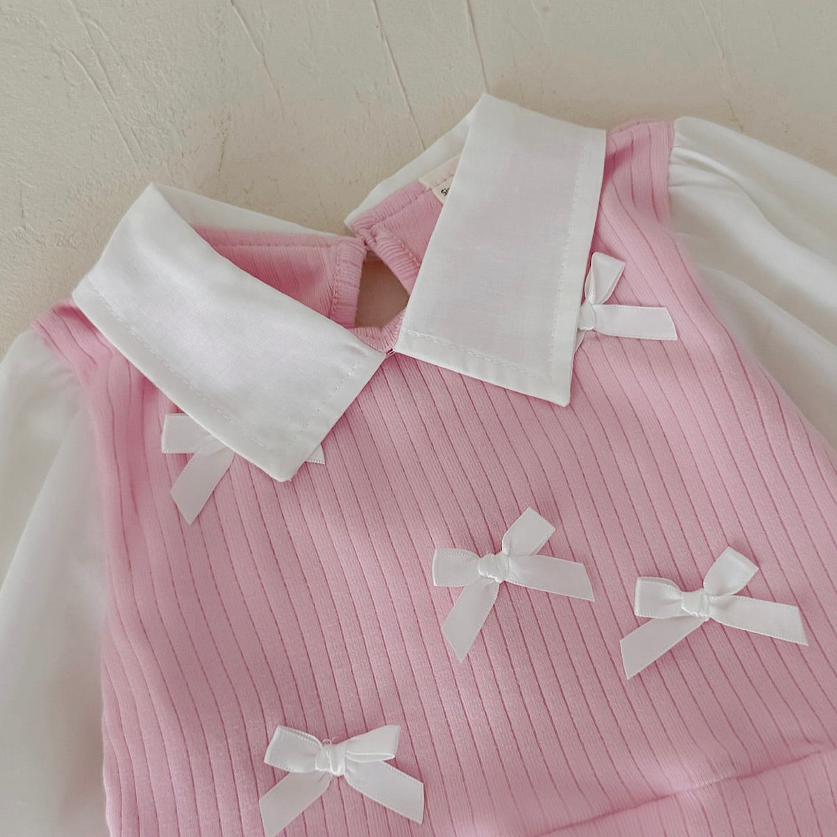 Bow Decor Fake Two-Piece Set for Baby Girls