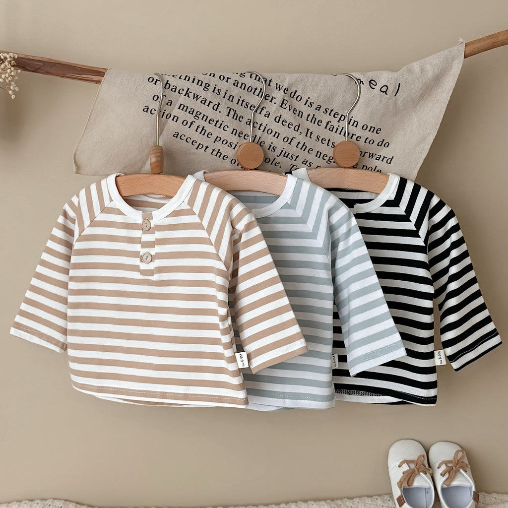 Three-Color Stripe Top Set for Spring Autumn