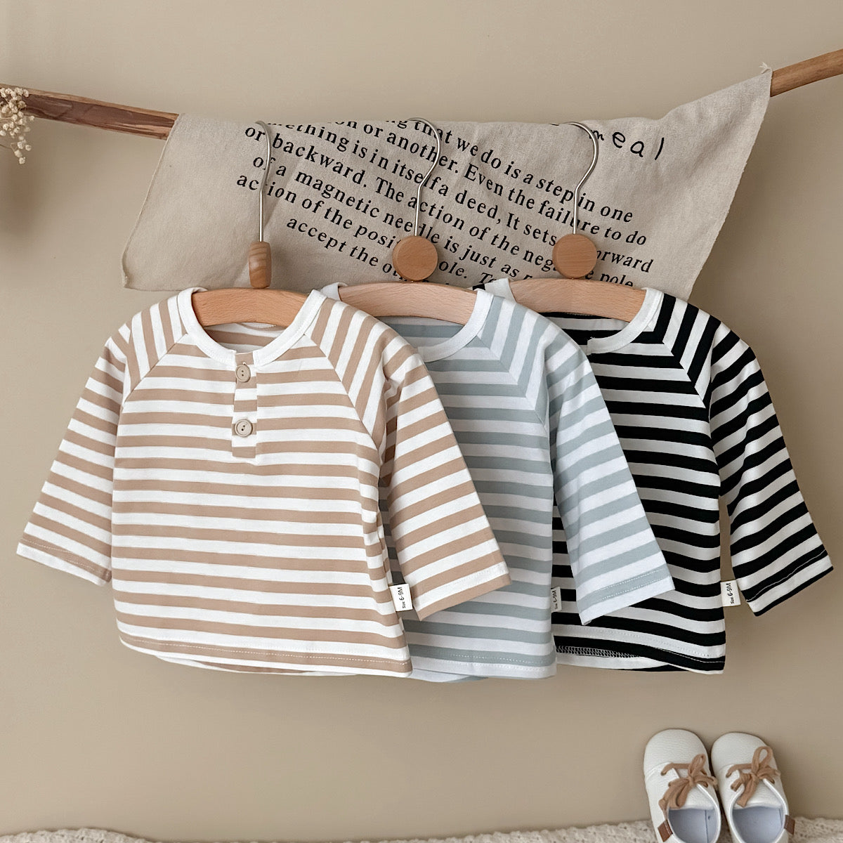 Three-Color Stripe Top Set for Spring Autumn