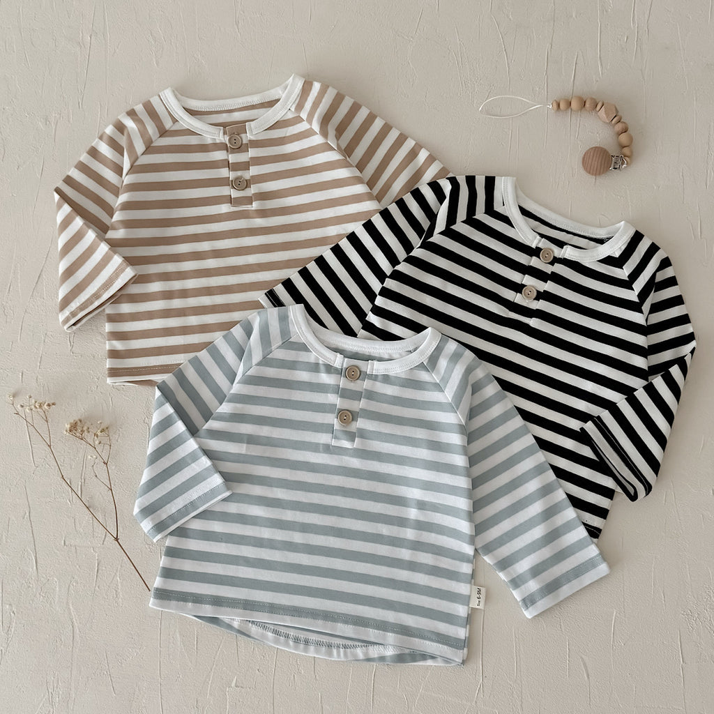 Three-Color Stripe Top Set for Spring Autumn