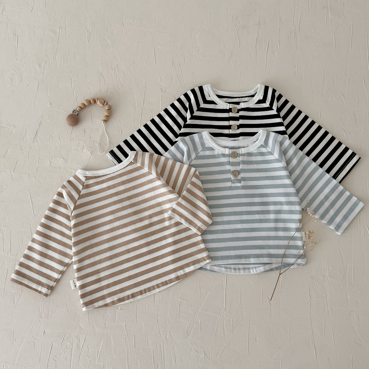 Three-Color Stripe Top Set for Spring Autumn