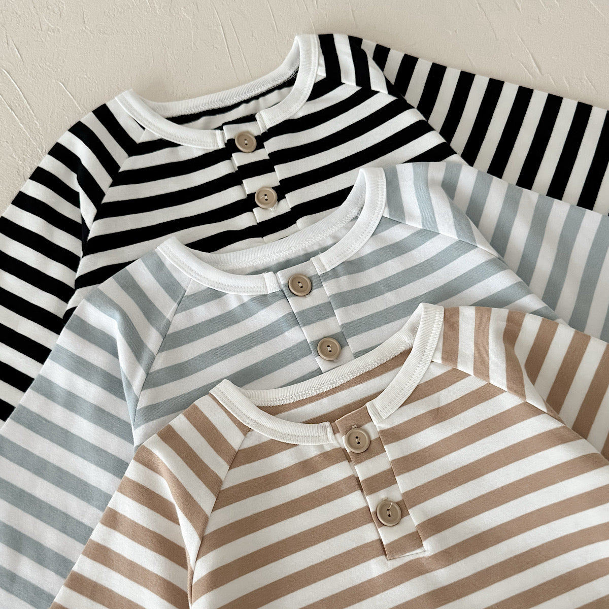 Three-Color Stripe Top Set for Spring Autumn