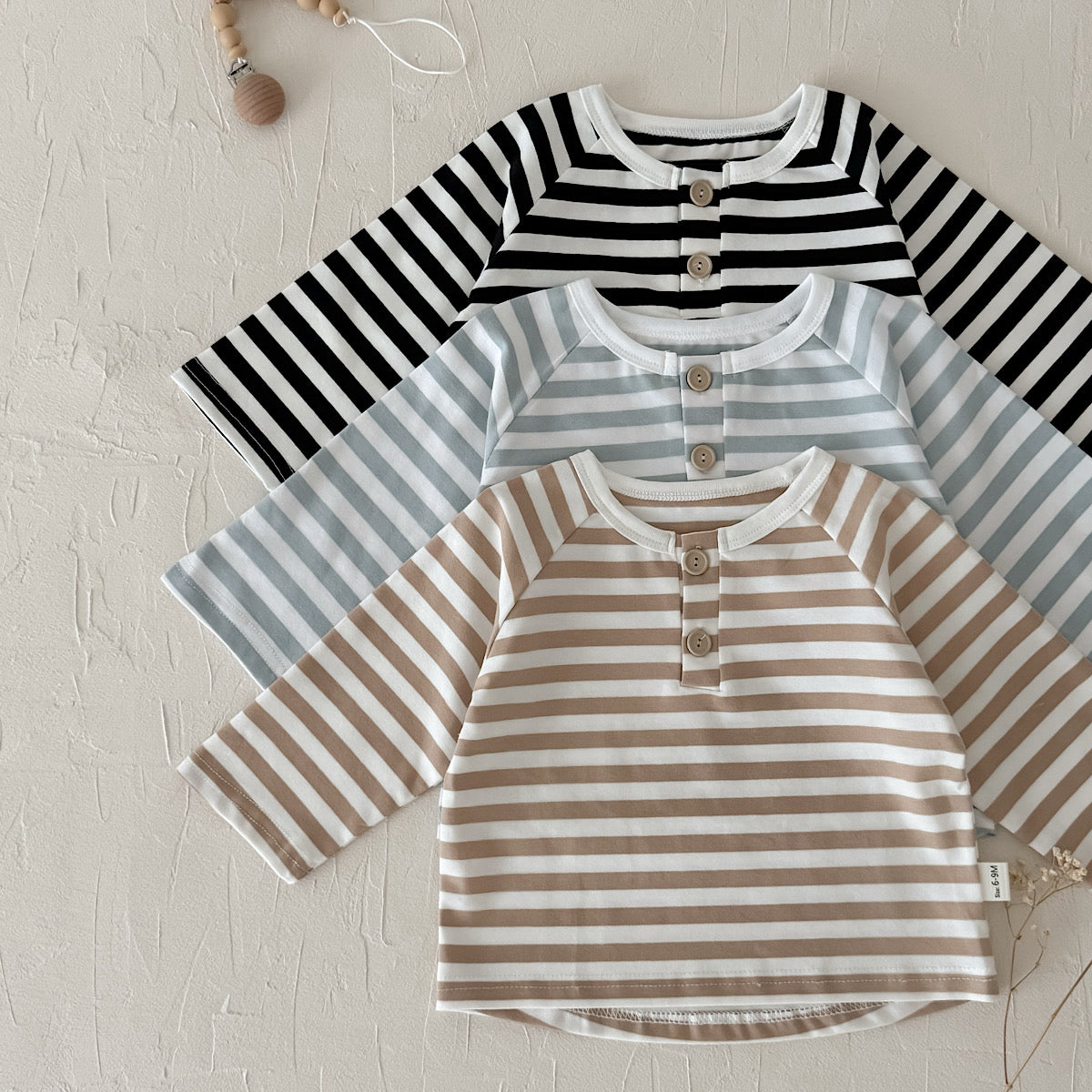 Three-Color Stripe Top Set for Spring Autumn