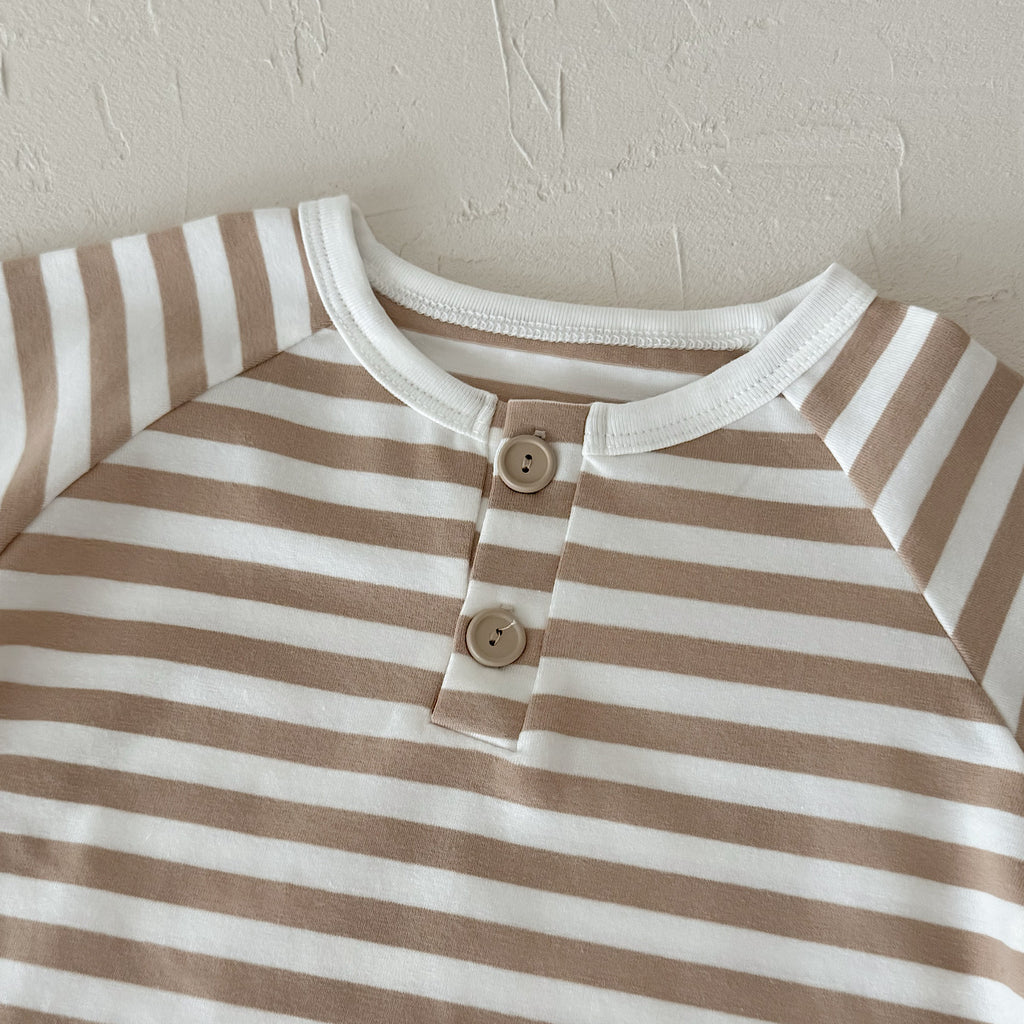 Three-Color Stripe Top Set for Spring Autumn