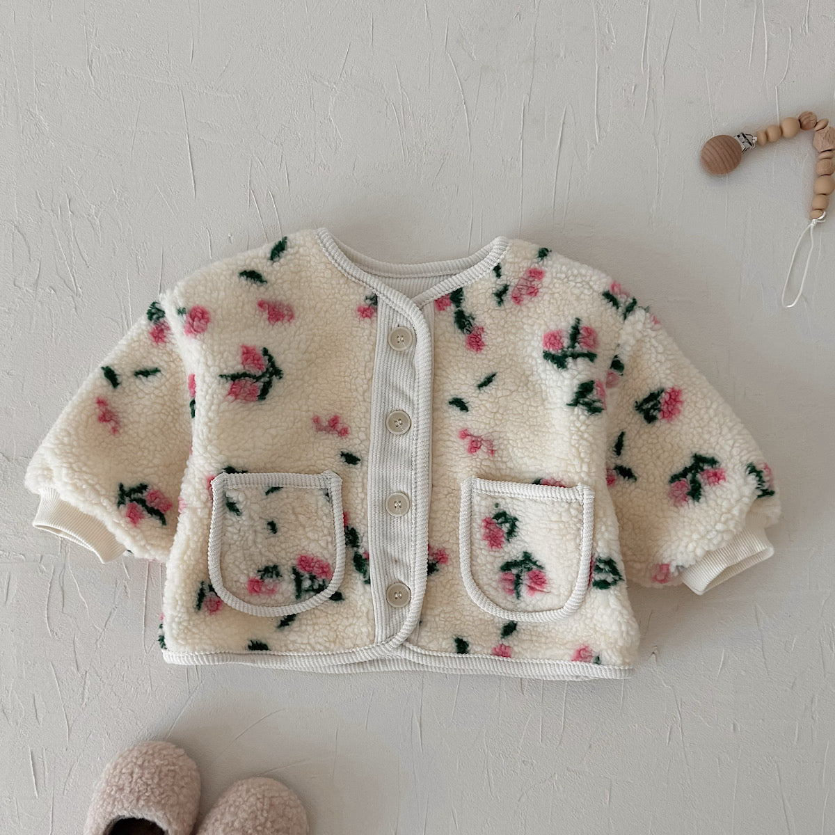 Autumn Winter Floral Fleece Jacket for Baby Girls