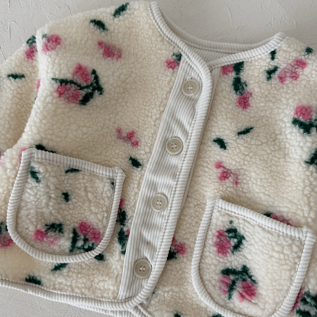 Autumn Winter Floral Fleece Jacket for Baby Girls