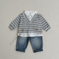 Fake Two-Piece Top & Jeans Set for Spring Autumn