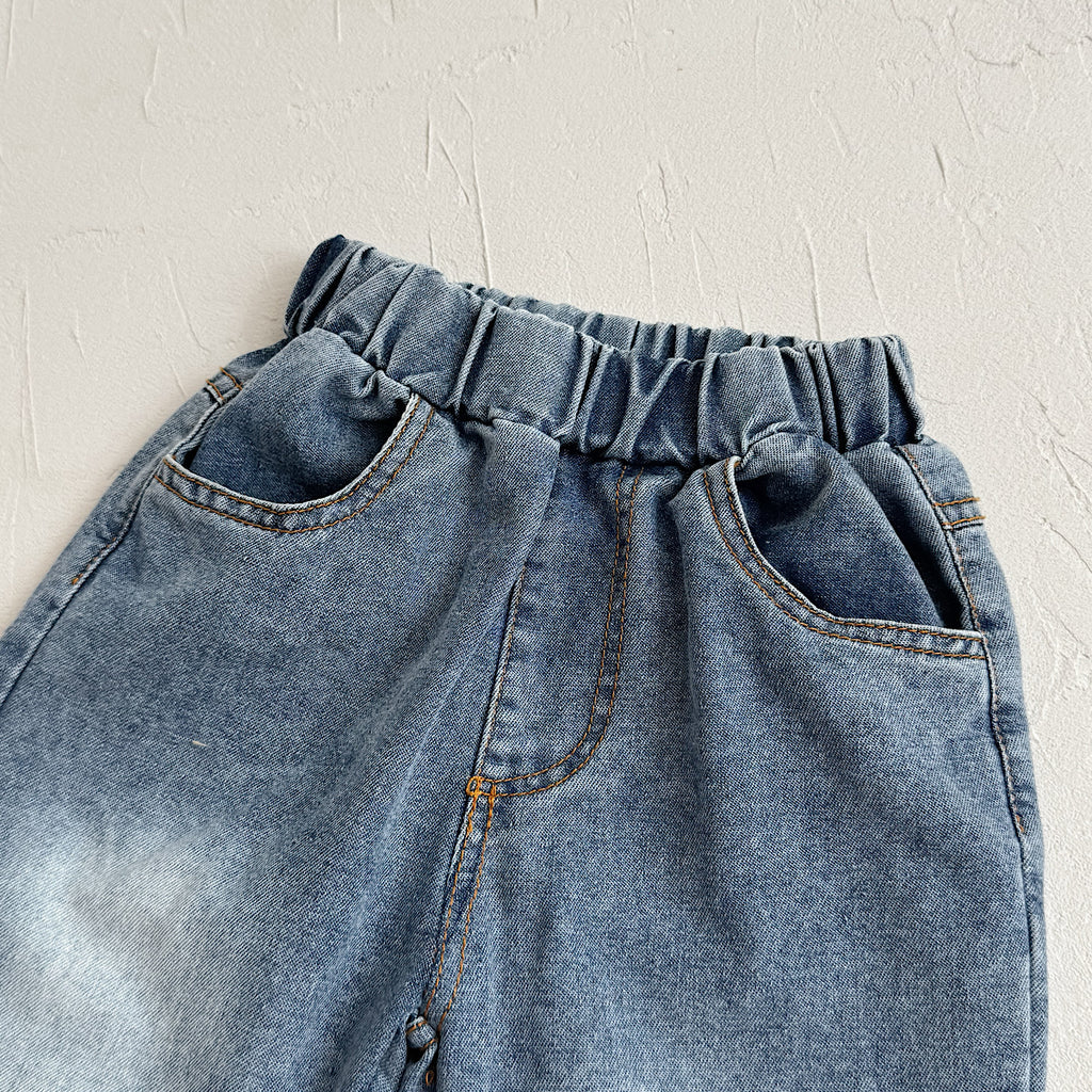 Fake Two-Piece Top & Jeans Set for Spring Autumn