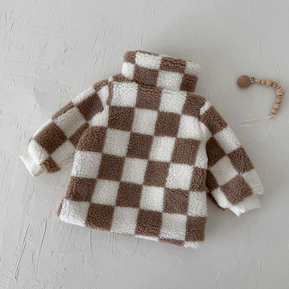 Warm Checkerboard Fleece Top for Autumn Winter