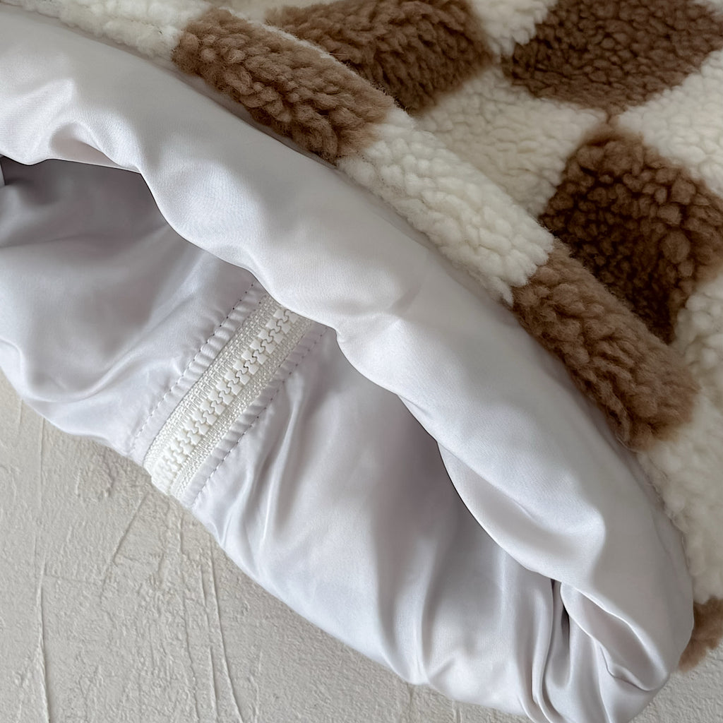 Warm Checkerboard Fleece Top for Autumn Winter