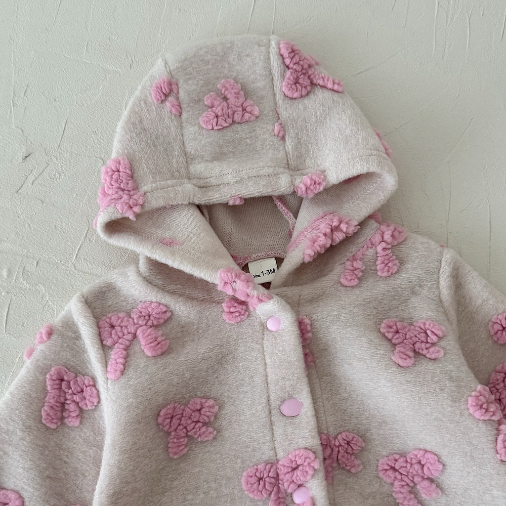 Hooded Cute Bowknot Romper for Baby Girl, Autumn Winter