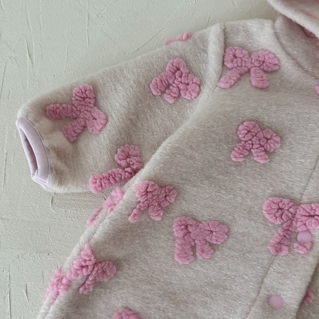 Hooded Cute Bowknot Romper for Baby Girl, Autumn Winter