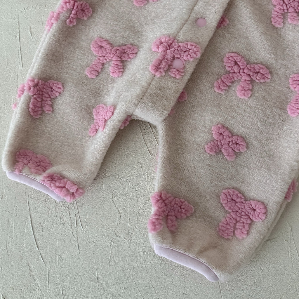 Hooded Cute Bowknot Romper for Baby Girl, Autumn Winter