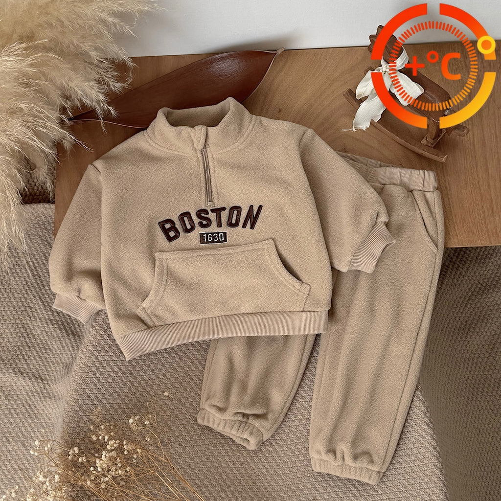 Fashion Embroidered Letter Outfit for Baby Boys, Autumn Winter