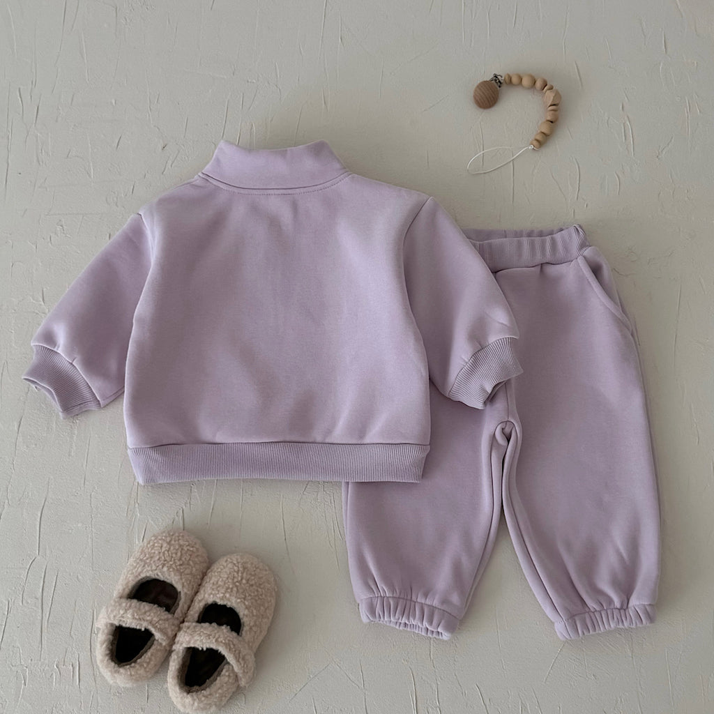 Autumn and winter fleece-lined letter print girls' fashion set