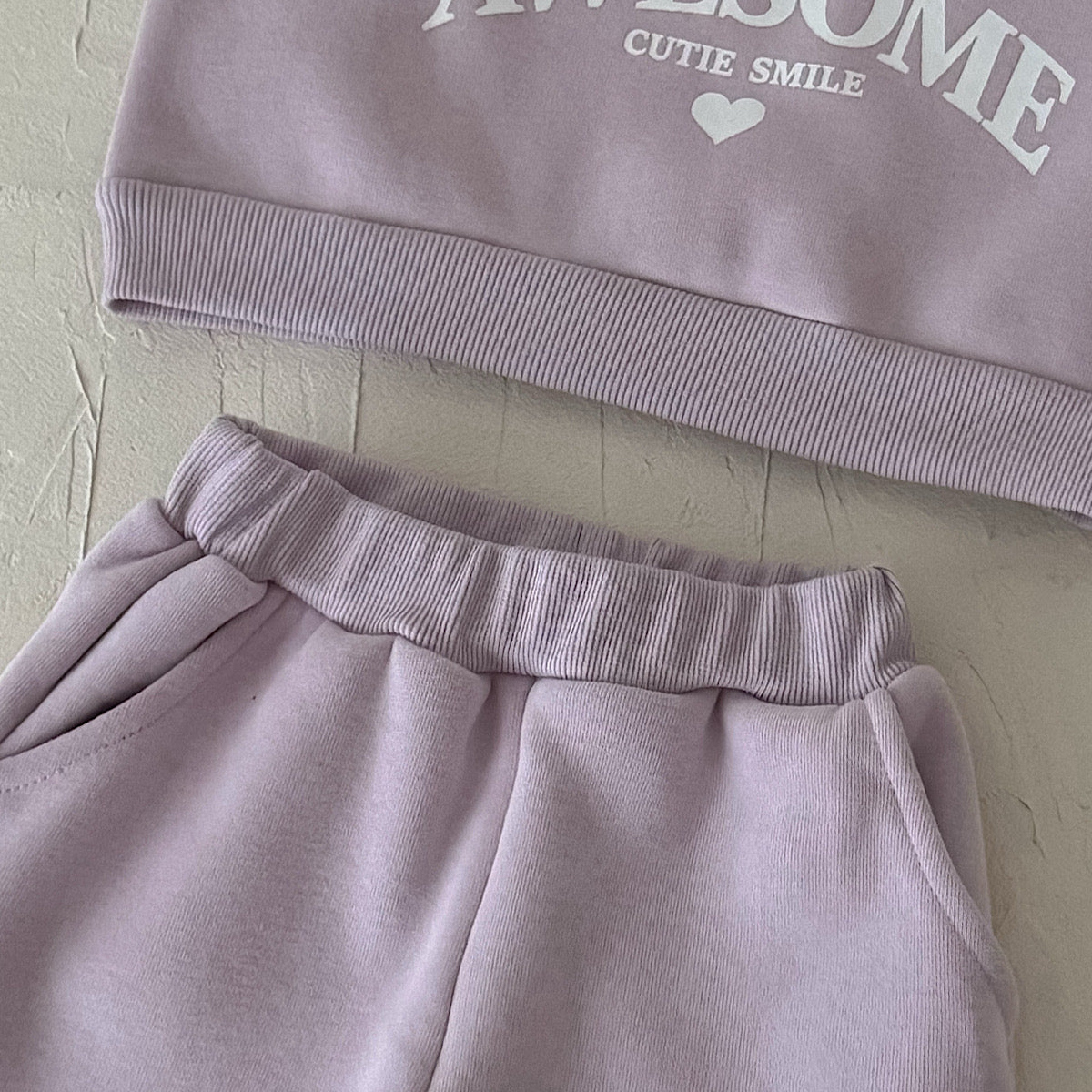 Autumn and winter fleece-lined letter print girls' fashion set