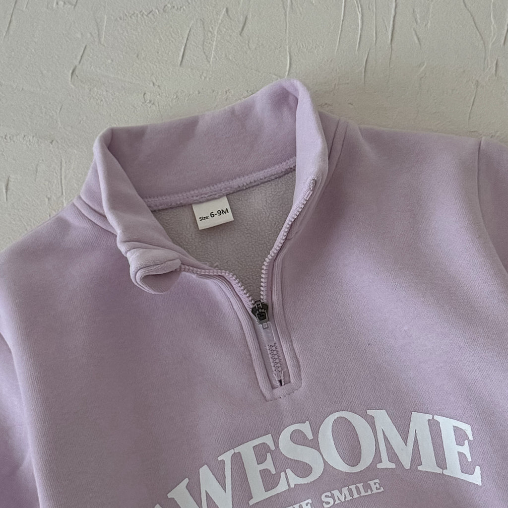 Autumn and winter fleece-lined letter print girls' fashion set