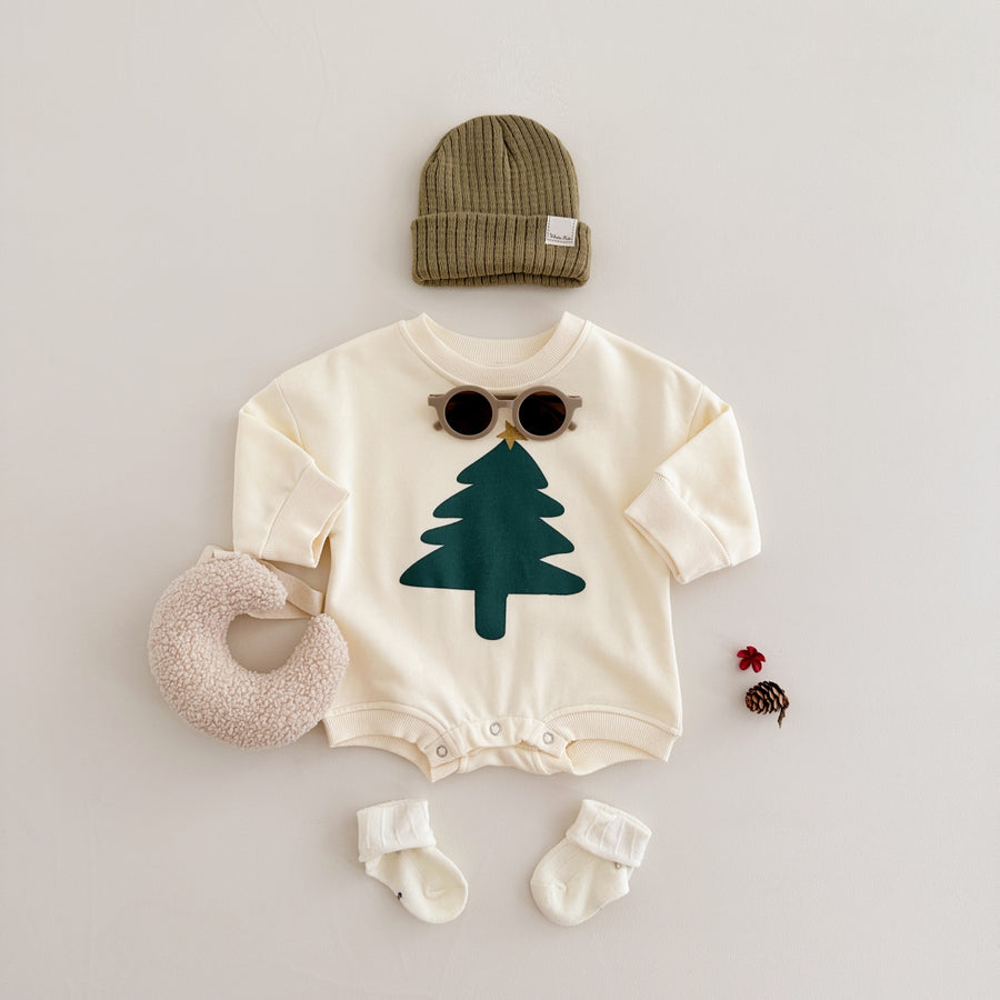 Neutral baby Christmas tree pattern printed long sleeved jumpsuit 1-18 months