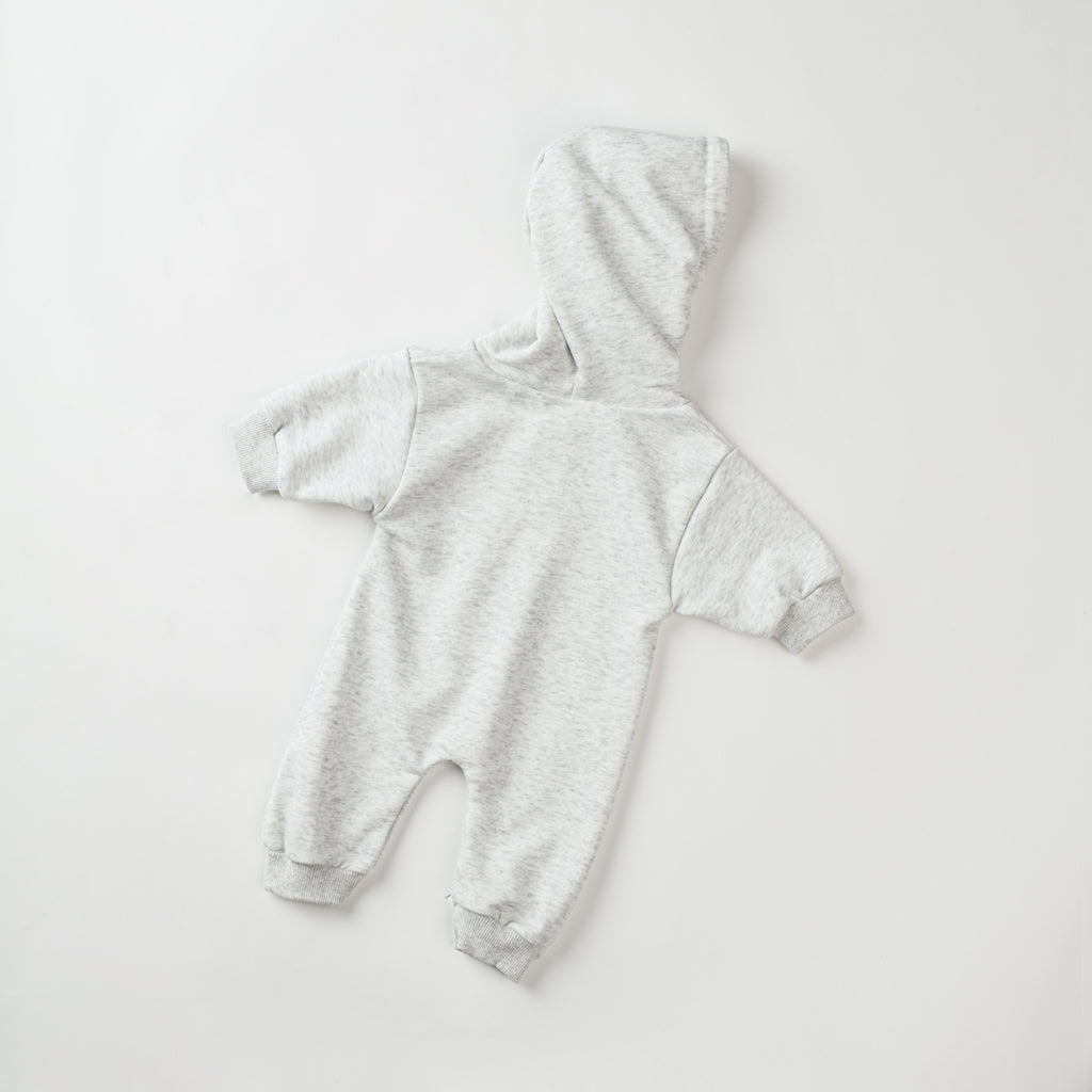 Neutral baby solid color hooded jumpsuit 1-18 months