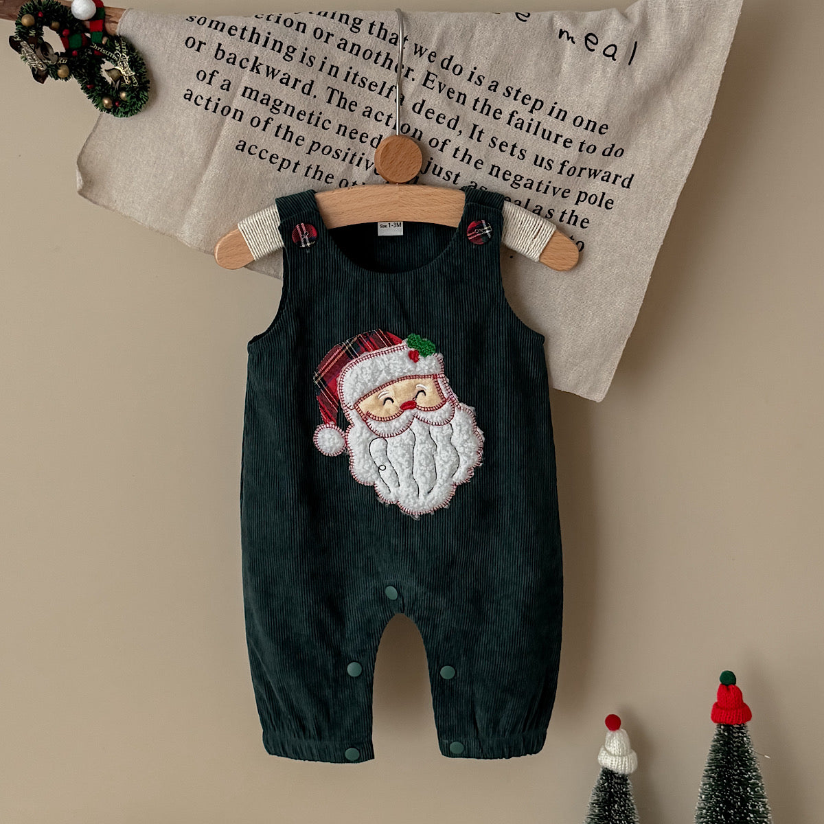 Santa Head Festive Overalls for Baby Boys & Girls