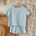 Soft Terry Cloth Baby Short Sleeve Tee & Side Stripe Shorts