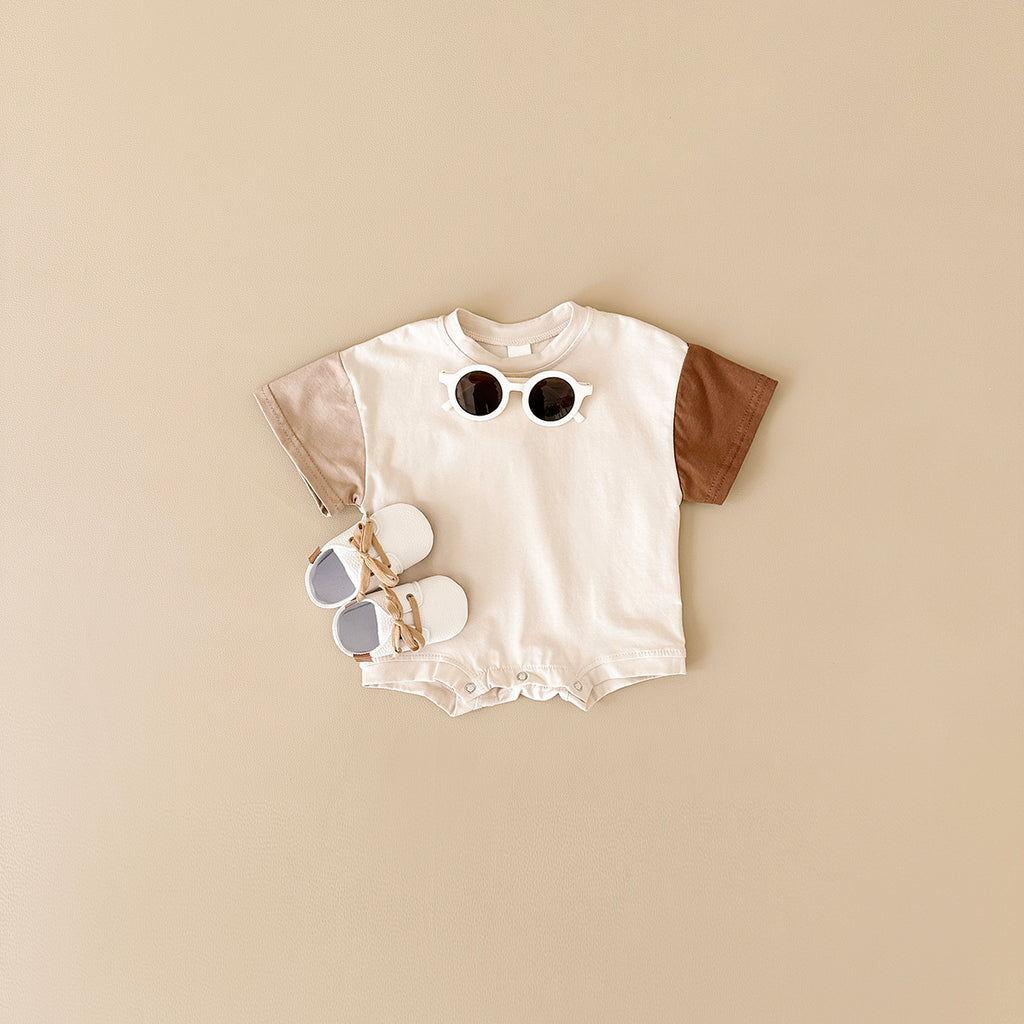 Gradient Spliced Short Sleeve Romper for Baby Boys & Girls