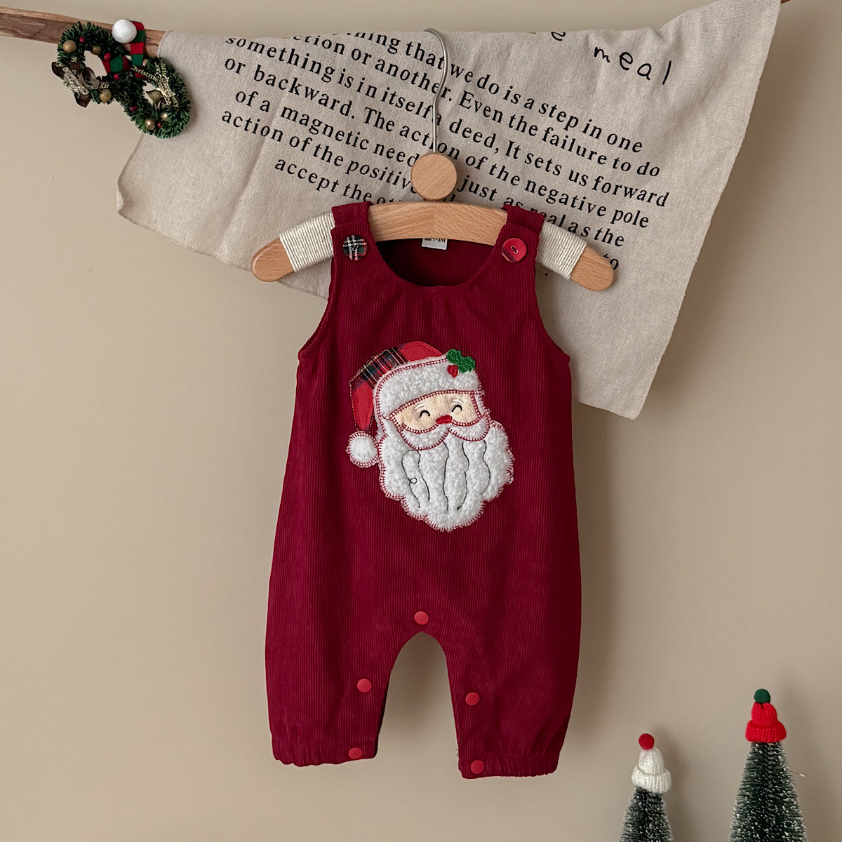 Santa Head Festive Overalls for Baby Boys & Girls