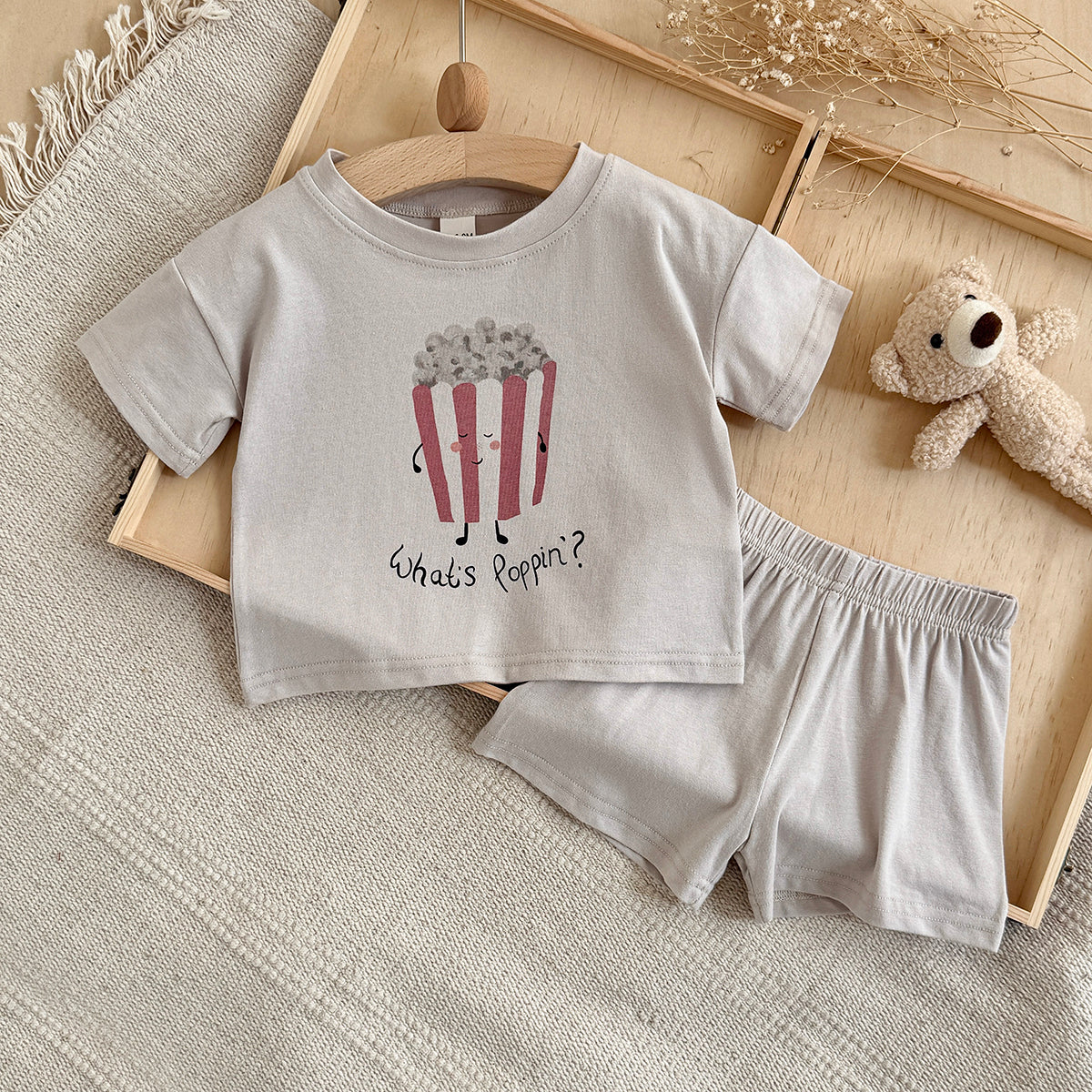 Baby Cartoon Print Tee & Shorts Set