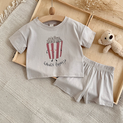 Baby Cartoon Print Tee & Shorts Set