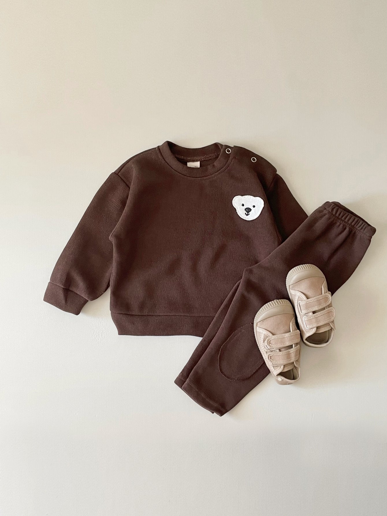 Spring Breath Rib Kids Home Wear White Goose Embroidery Newborn Outfit